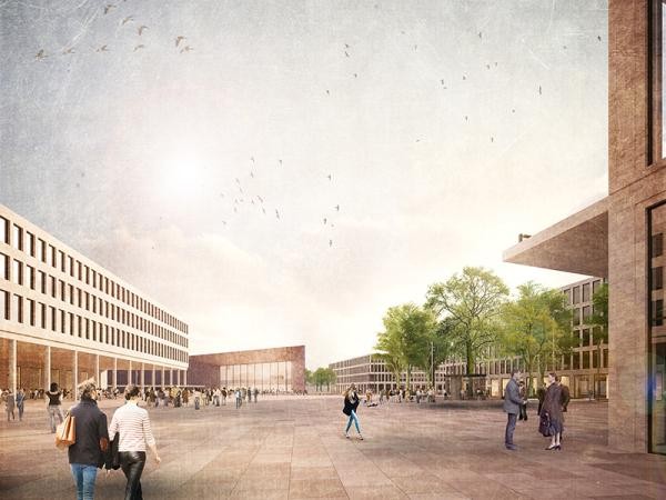 Für Passanten bietet der Siegerentwurf von POLA Landschaftsarchitekten vom Querbahnsteig des Hauptbahnhofs kommend einen direkten Weg über den Bahnhofsplatz Süd zum neuen Konferenzzentrum. (Foto: POLA Landschaftsarchitekten) Für Passanten bietet der Siegerentwurf von POLA Landschaftsarchitekten vom Querbahnsteig des Hauptbahnhofs kommend einen direkten Weg über den Bahnhofsplatz Süd zum neuen Konferenzzentrum. (Foto: POLA Landschaftsarchitekten)