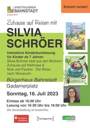 Einladung des Stadtteilvereins Bahnstadt zur Kinderbuchlesung mit Silvia Schröer (Foto: Stadtteilverein).