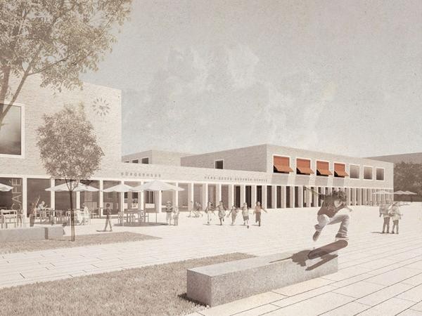 Grafik Neues Schul- und Bürgerzentrum (Grafik: Datscha Architekten) Grafik Neues Schul- und Bürgerzentrum (Grafik: Datscha Architekten)